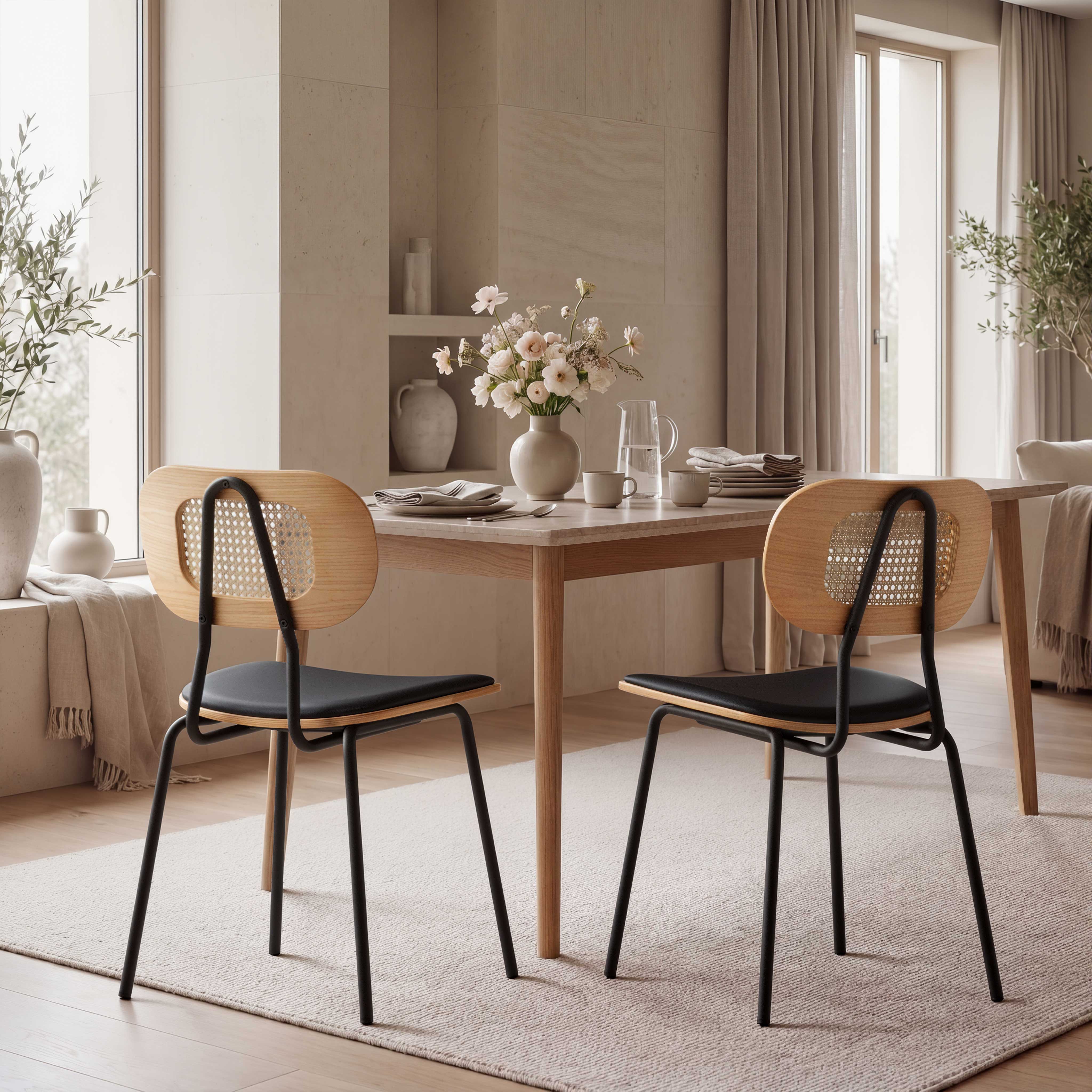 Rattan Back Dining Chairs Set of 2 - 6647DC - Image 12