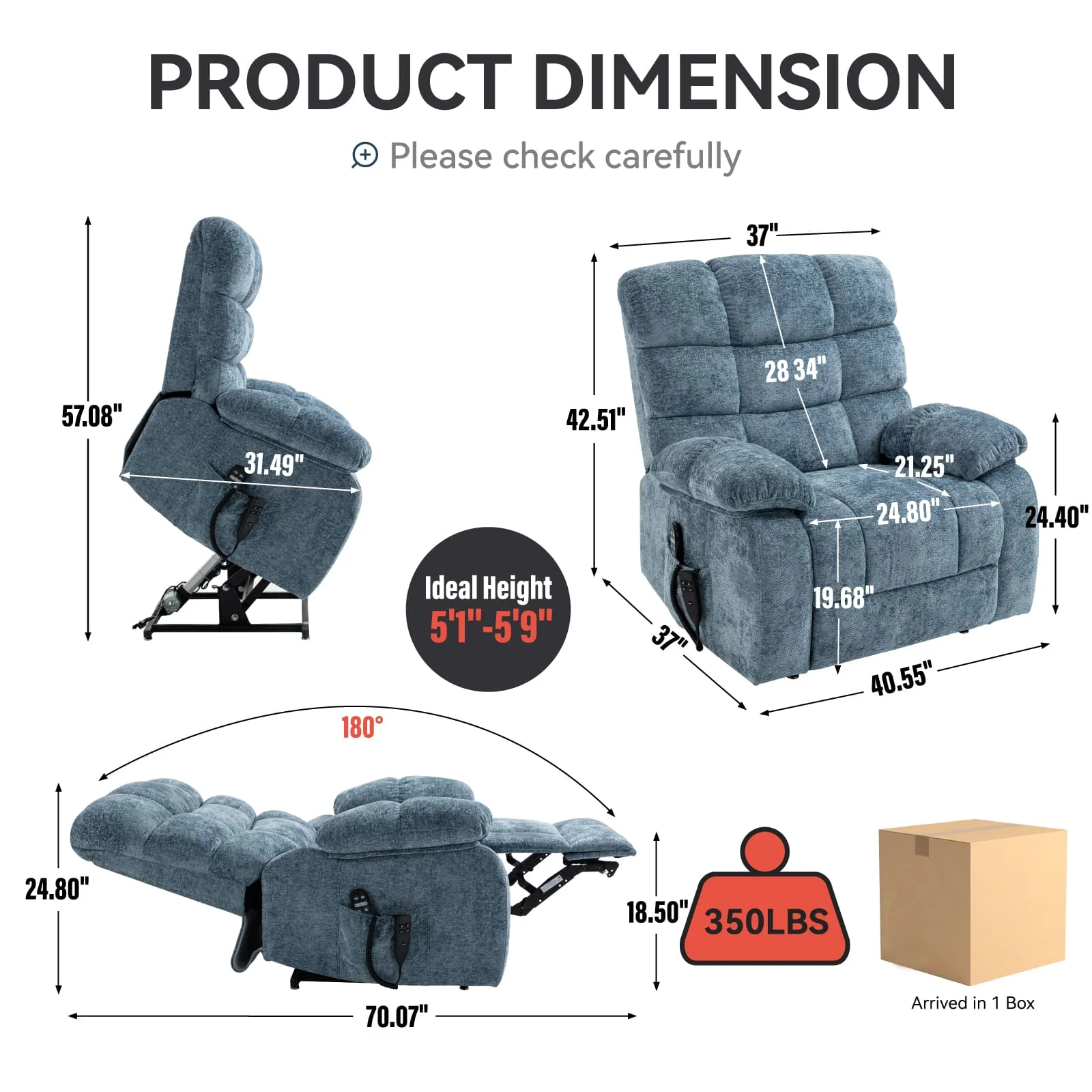 Oversized German Dual Motor Electric Massage Heat Power Lift Recliner Chair - Image 13