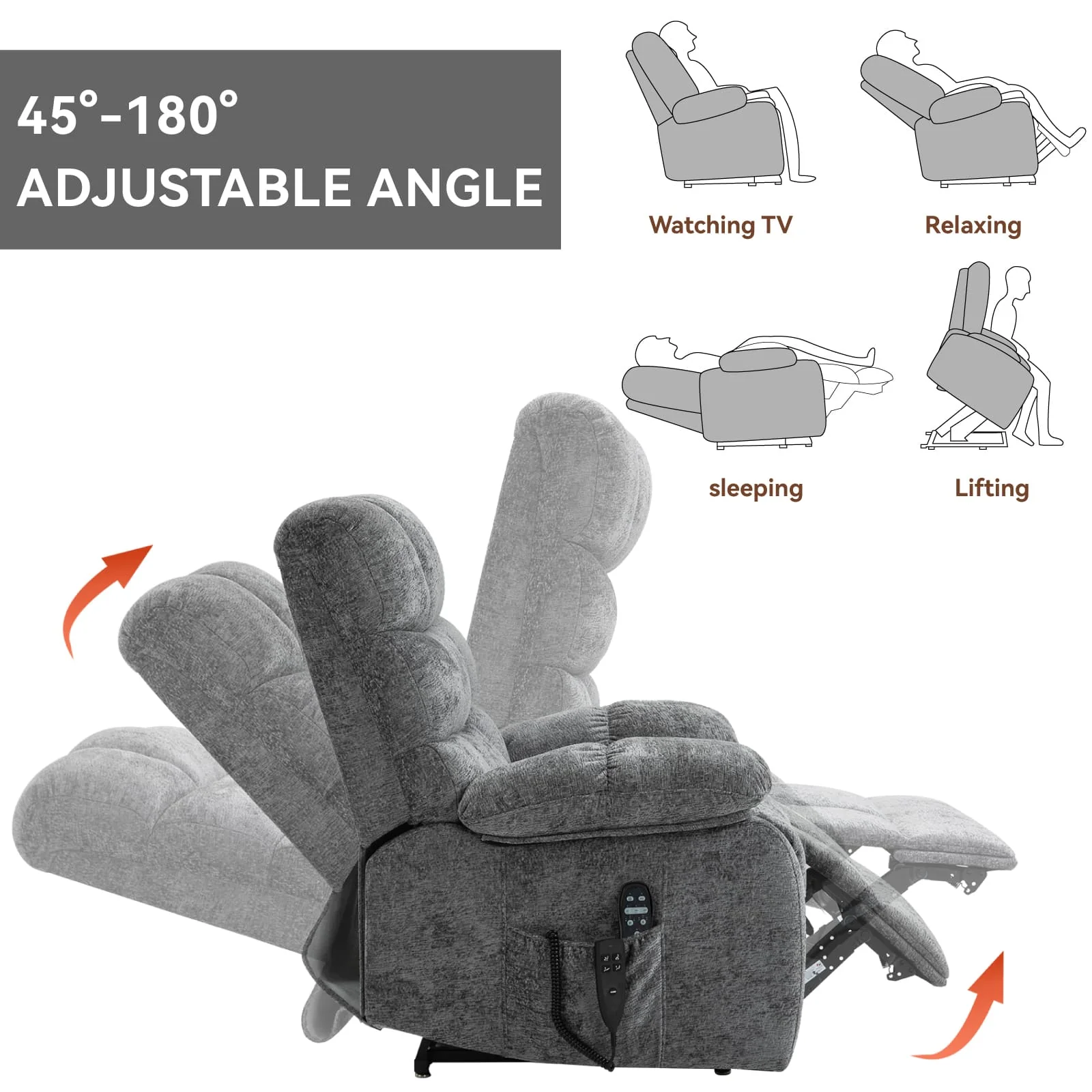 Oversized German Dual Motor Electric Massage Heat Power Lift Recliner Chair - Image 20