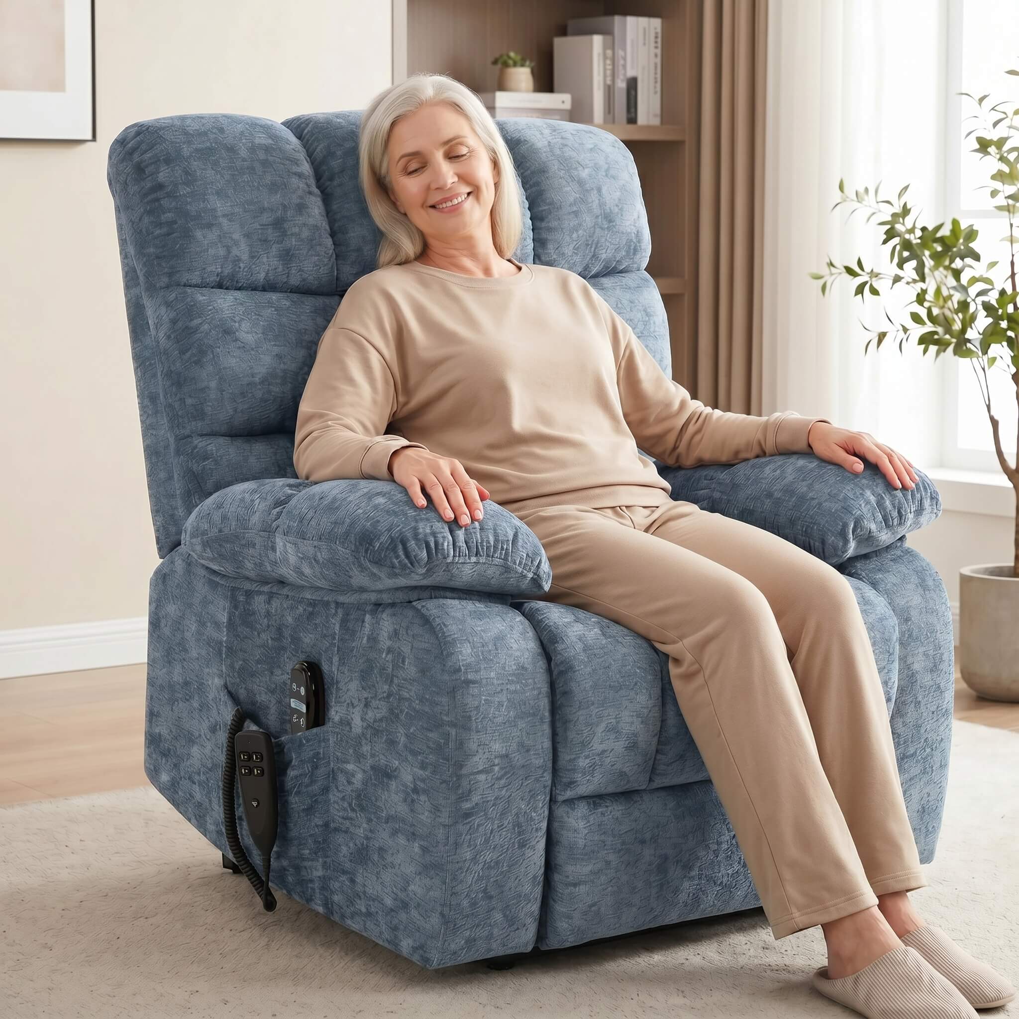 Oversized German Dual Motor Electric Massage Heat Power Lift Recliner Chair - Image 3