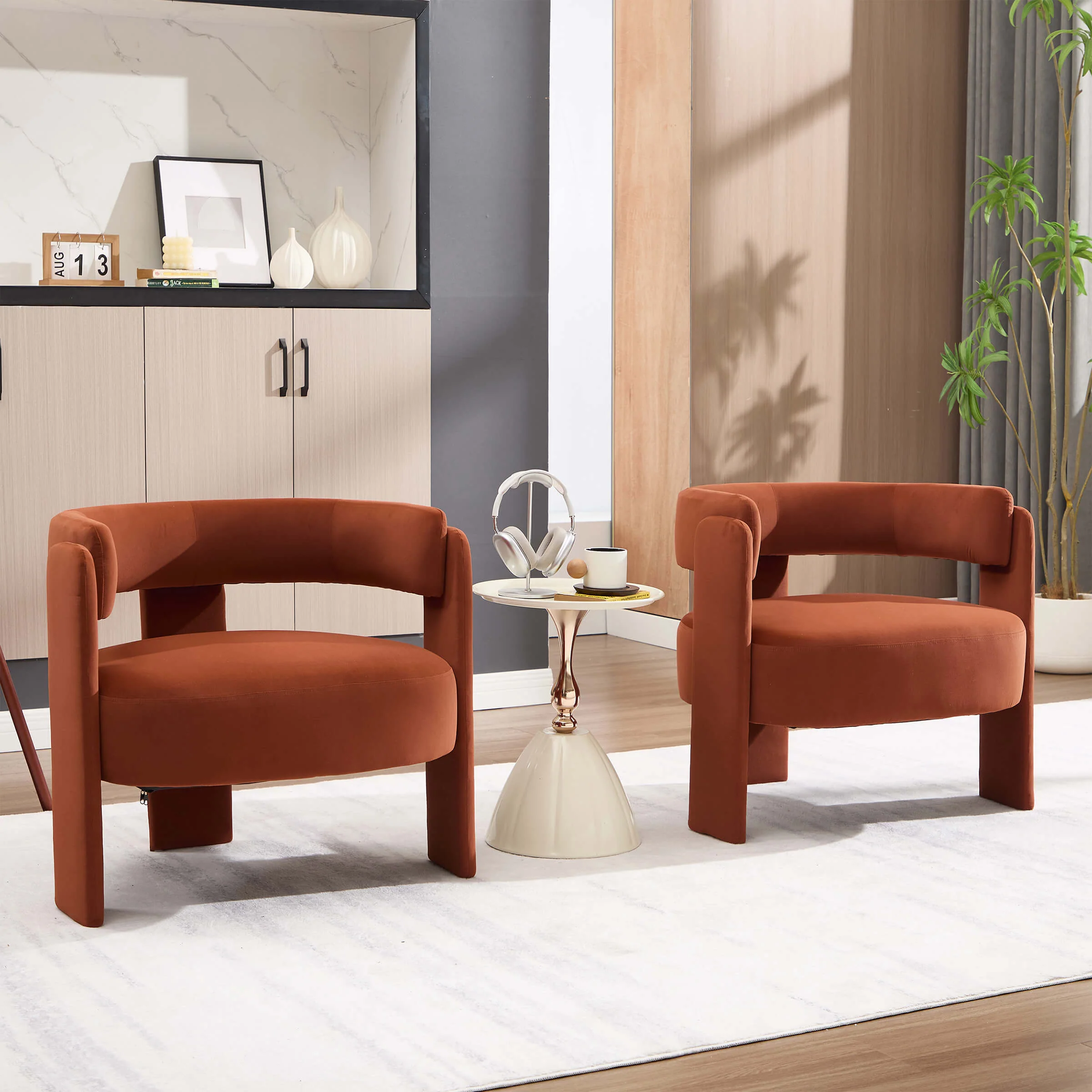 Mid-Century Modern Barrel Velvet Accent Chair - Image 10