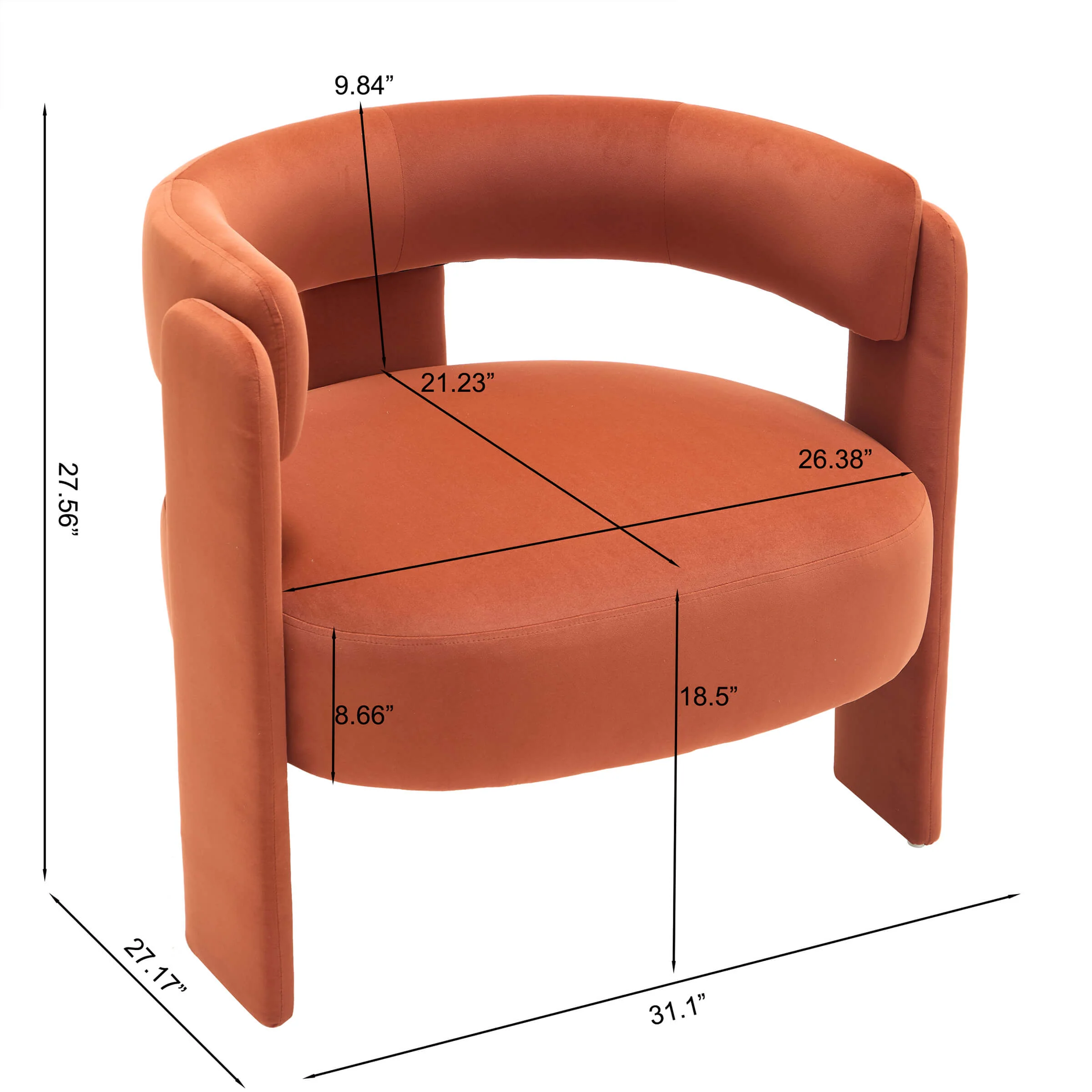 Mid-Century Modern Barrel Velvet Accent Chair - Image 16