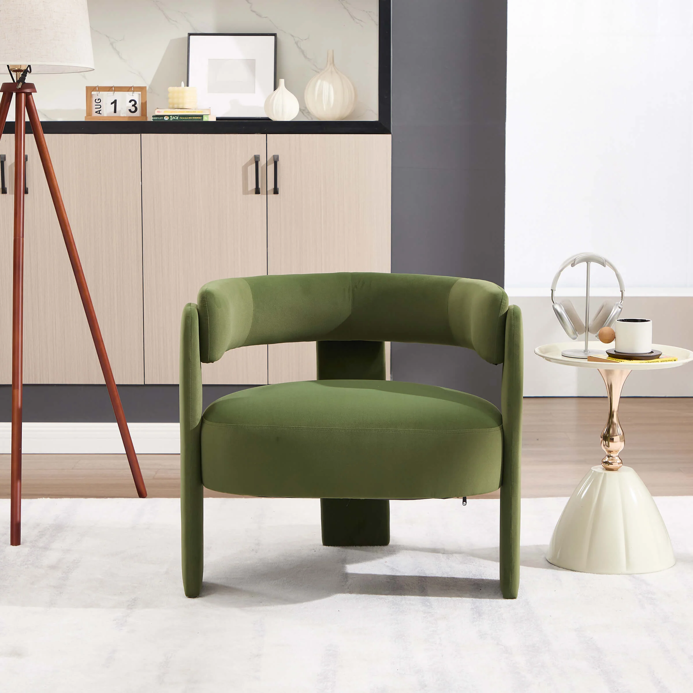 Mid-Century Modern Barrel Velvet Accent Chair - Image 3