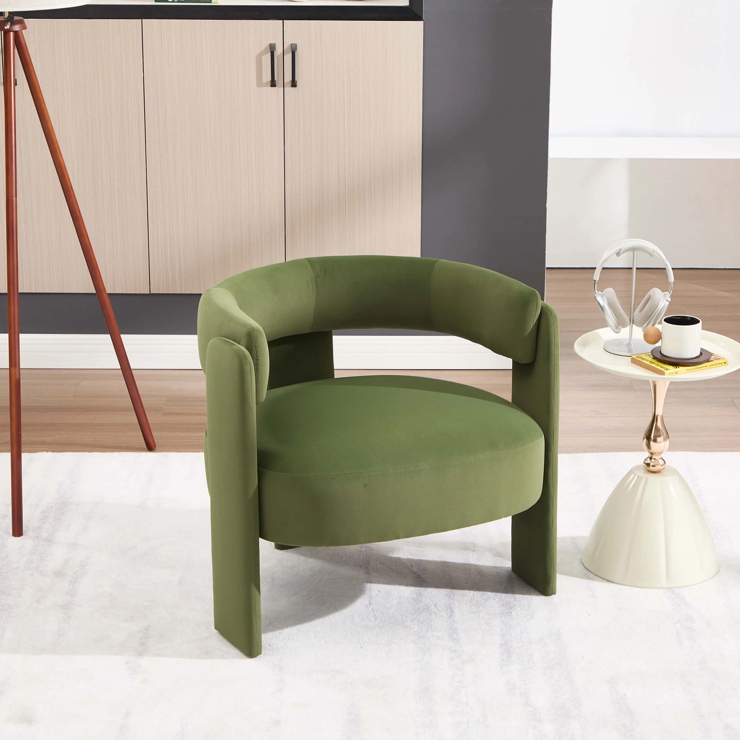 Mid-Century Modern Barrel Velvet Accent Chair - Image 4