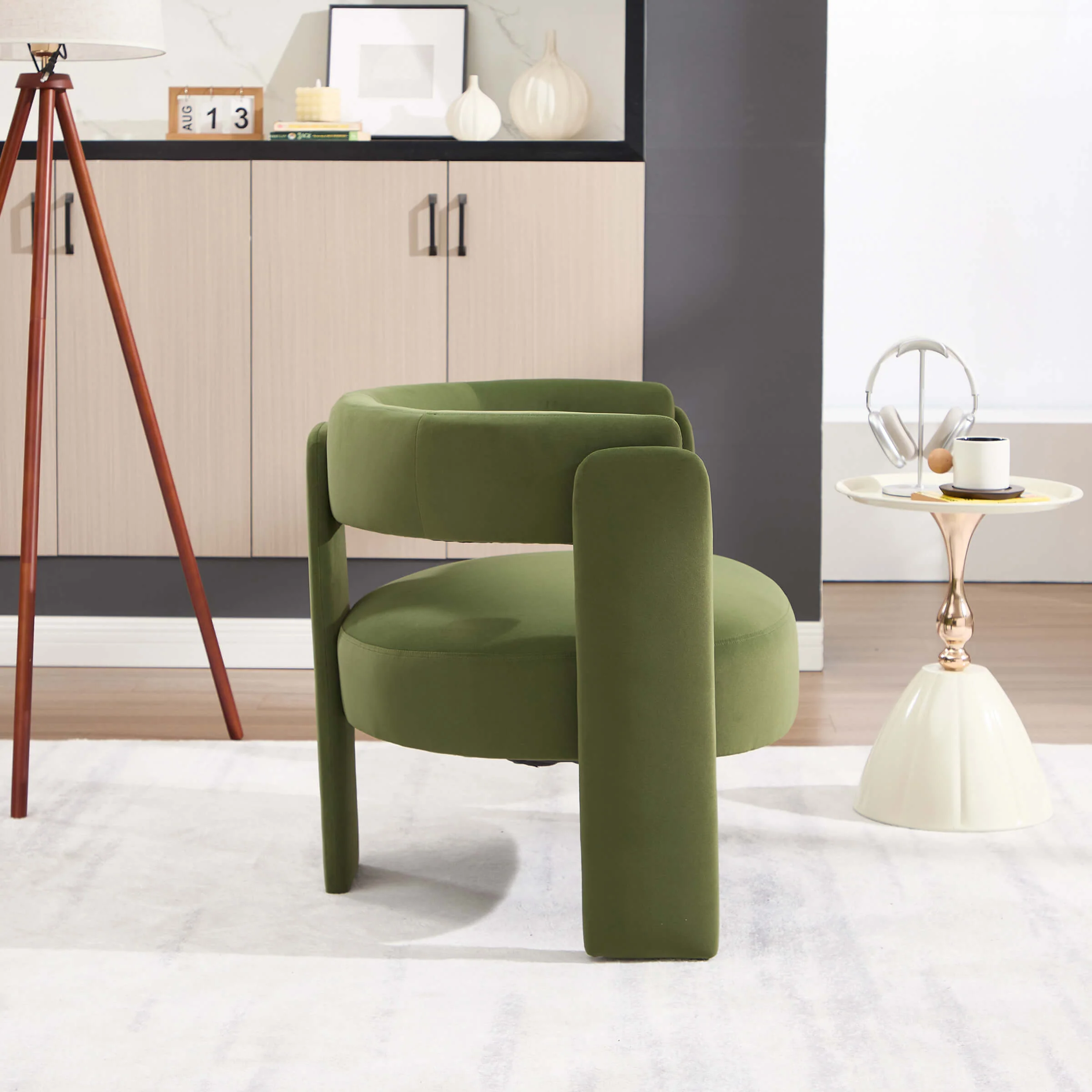 Mid-Century Modern Barrel Velvet Accent Chair - Image 5
