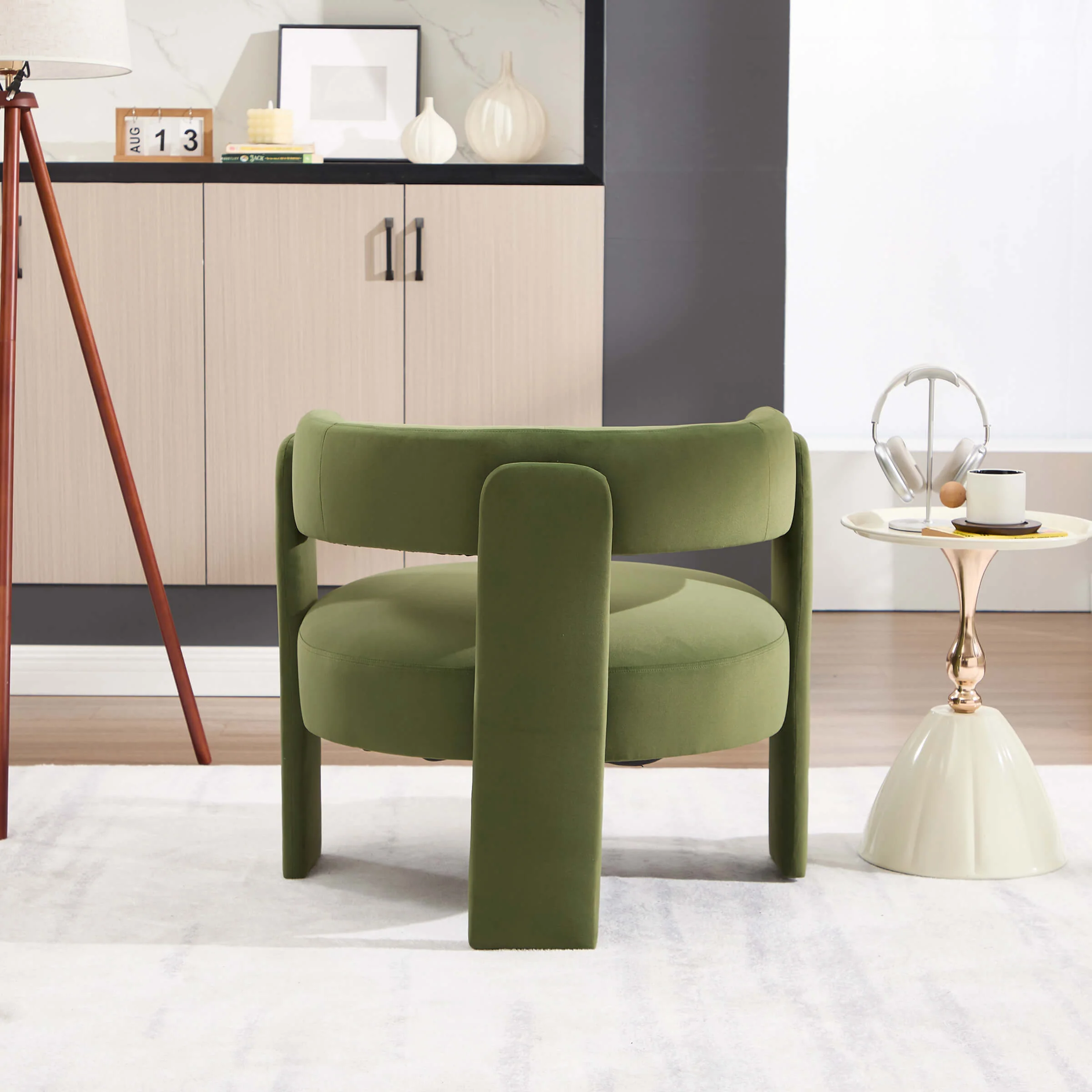 Mid-Century Modern Barrel Velvet Accent Chair - Image 6