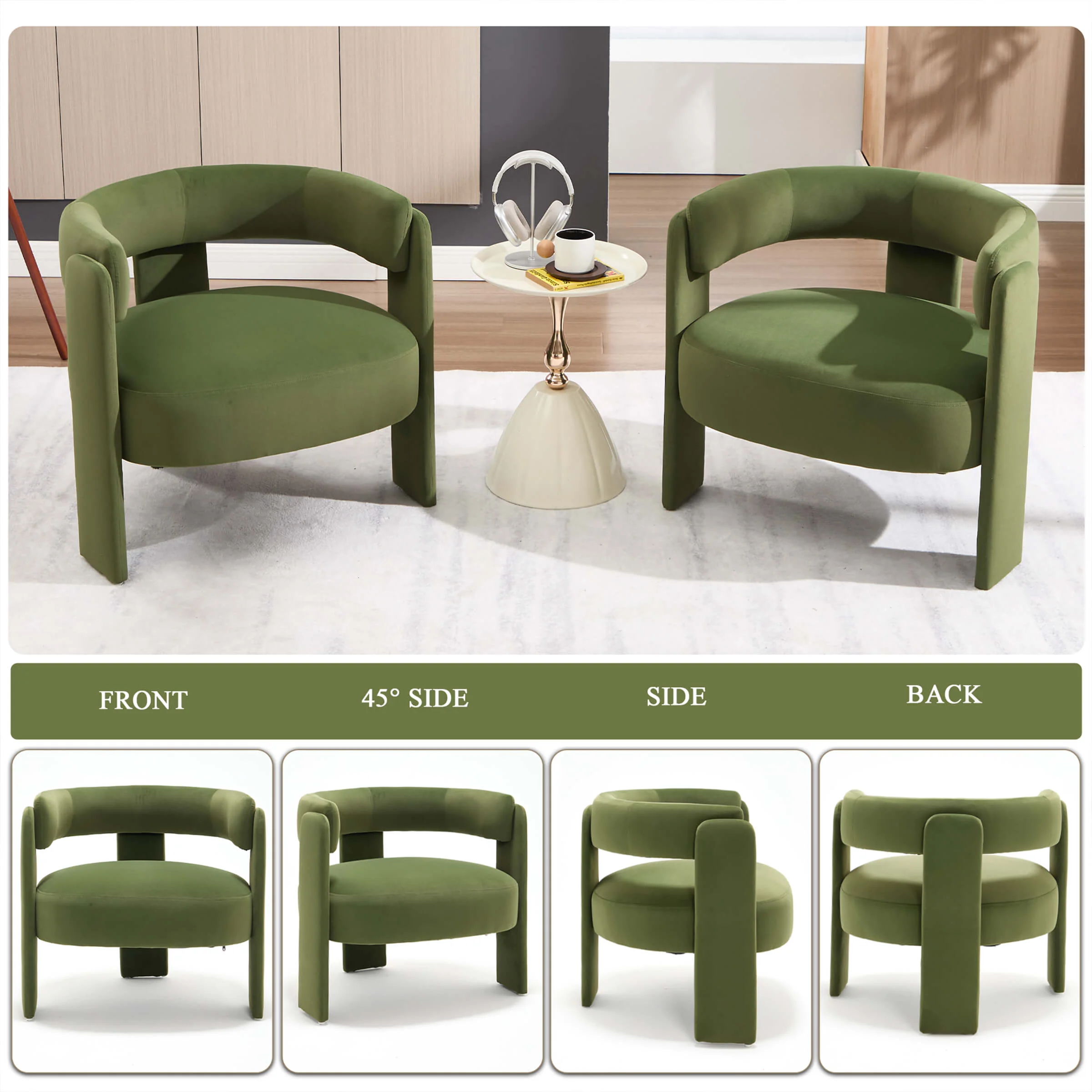 Mid-Century Modern Barrel Velvet Accent Chair - Image 7