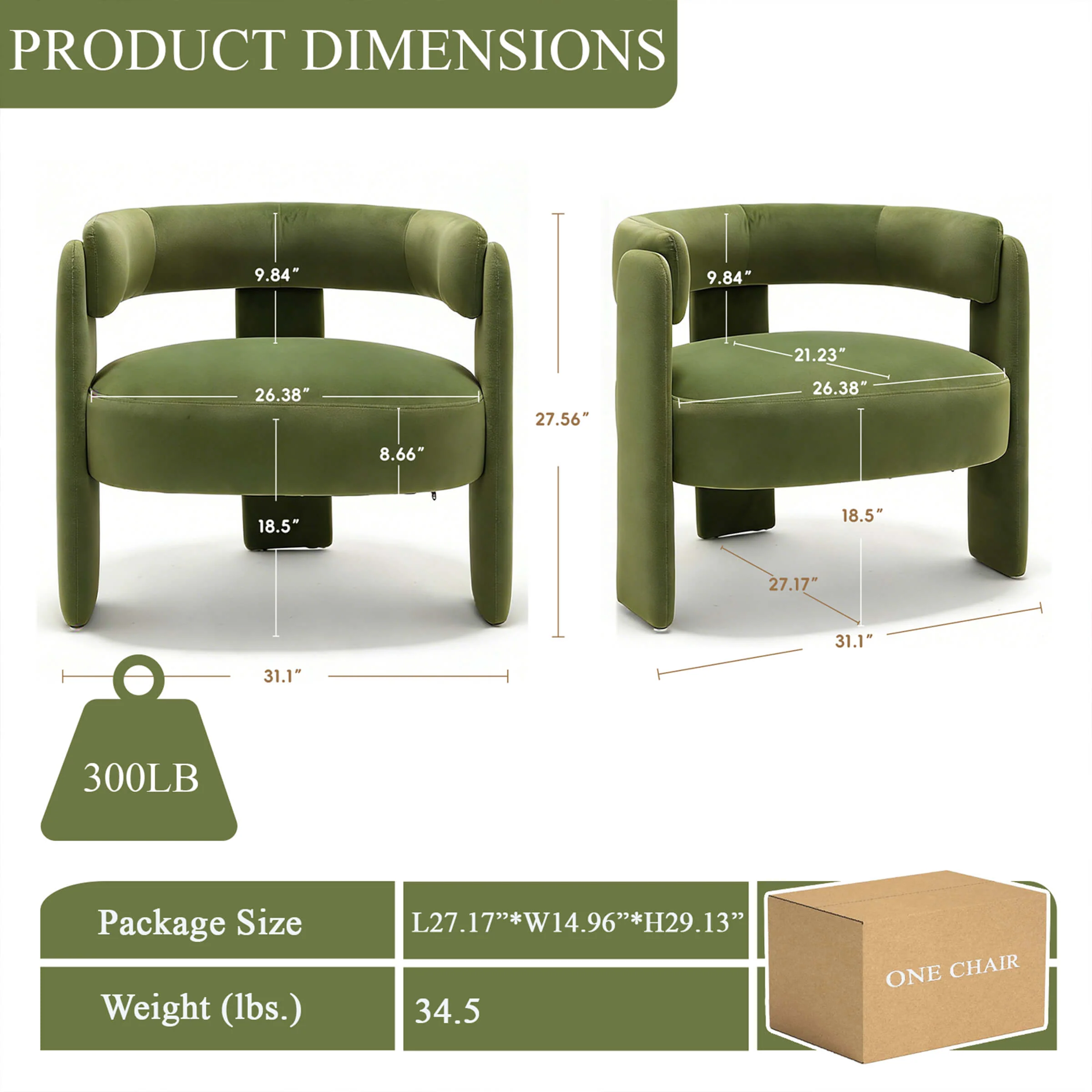 Mid-Century Modern Barrel Velvet Accent Chair - Image 8