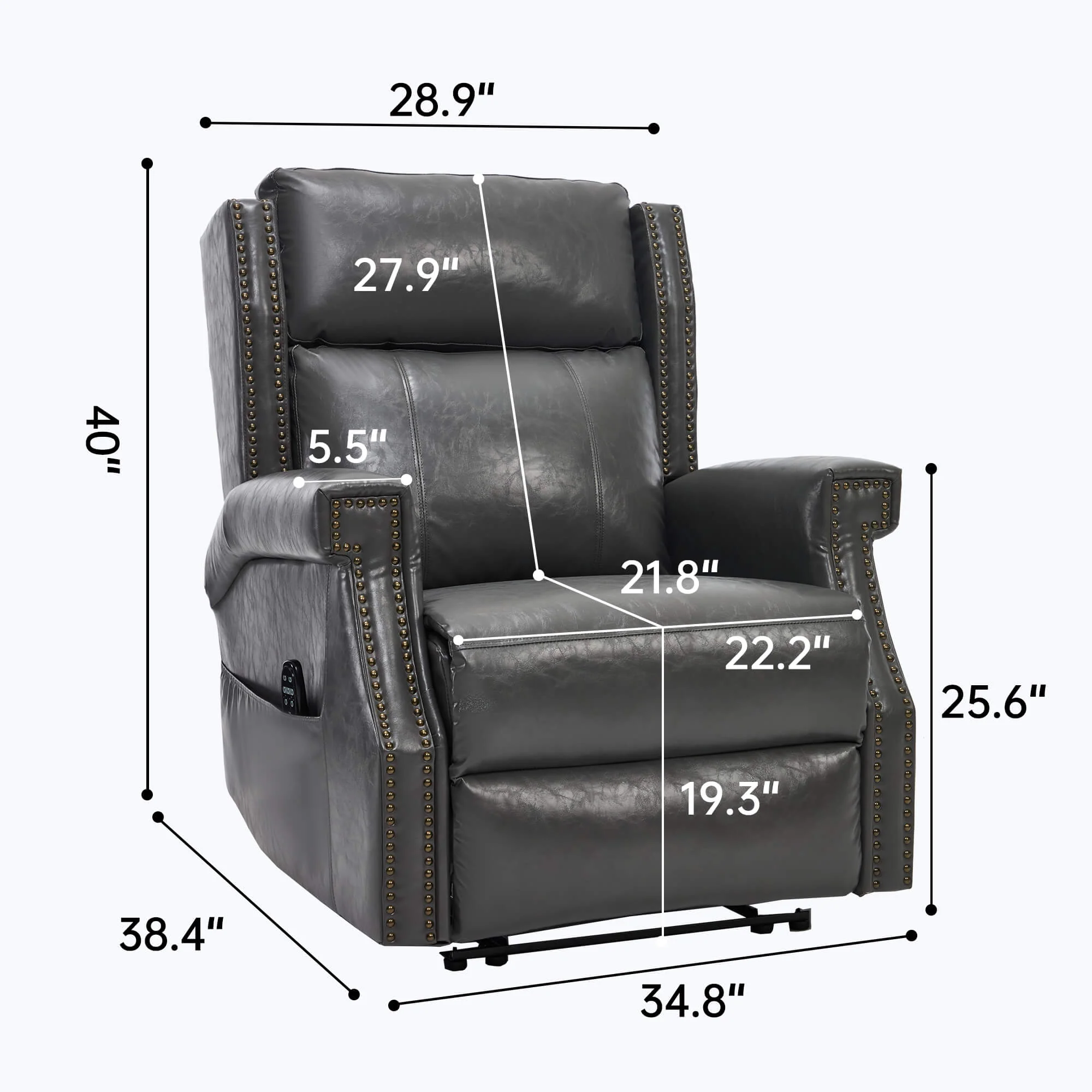 Waxed Faux Leather Massage Heat Modern Manual Recliner Chair - Image 11