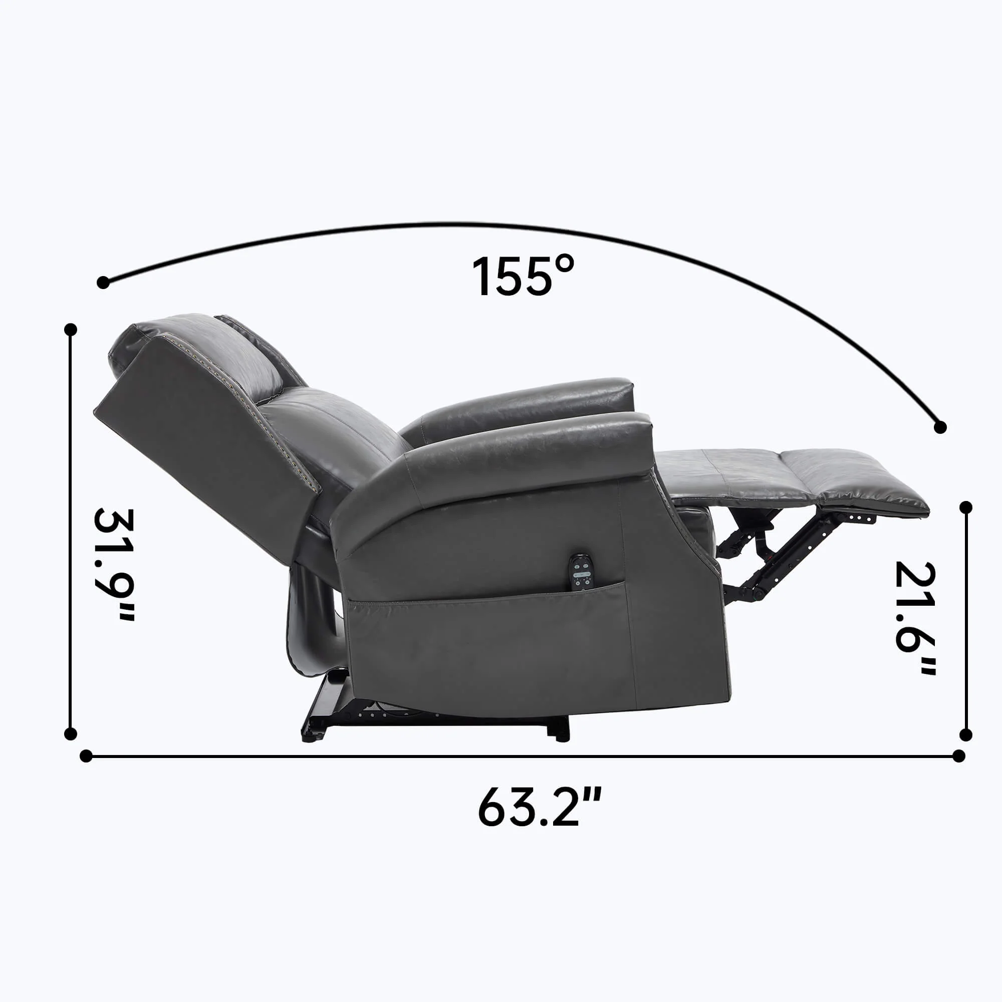Waxed Faux Leather Massage Heat Modern Manual Recliner Chair - Image 12