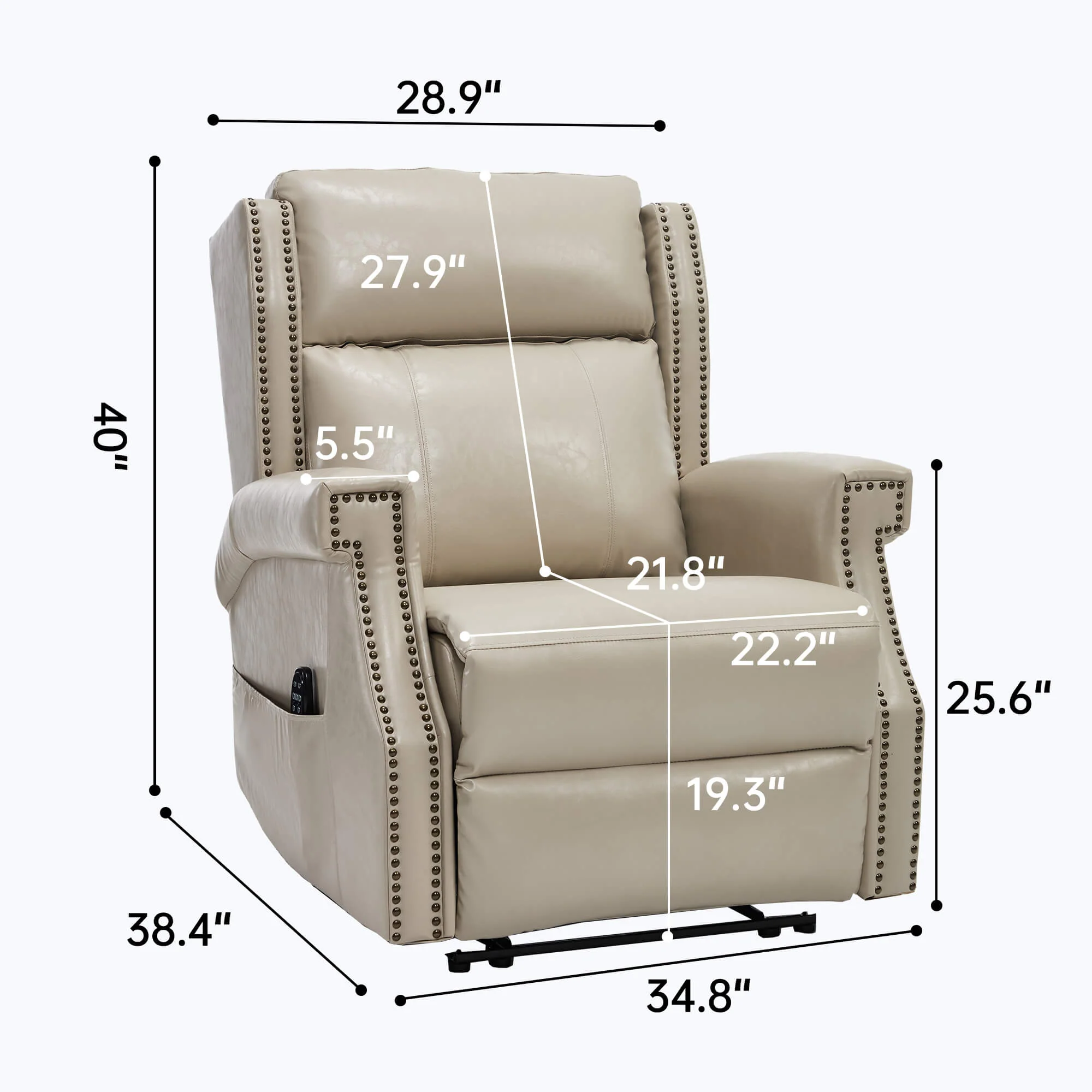 Waxed Faux Leather Massage Heat Modern Manual Recliner Chair - Image 27