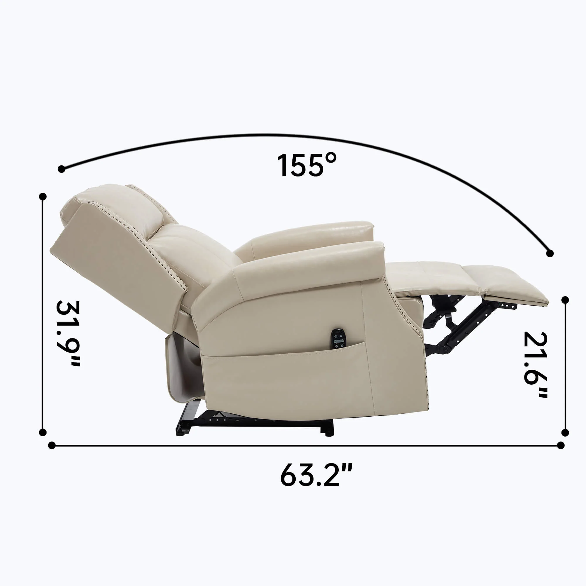 Waxed Faux Leather Massage Heat Modern Manual Recliner Chair - Image 28