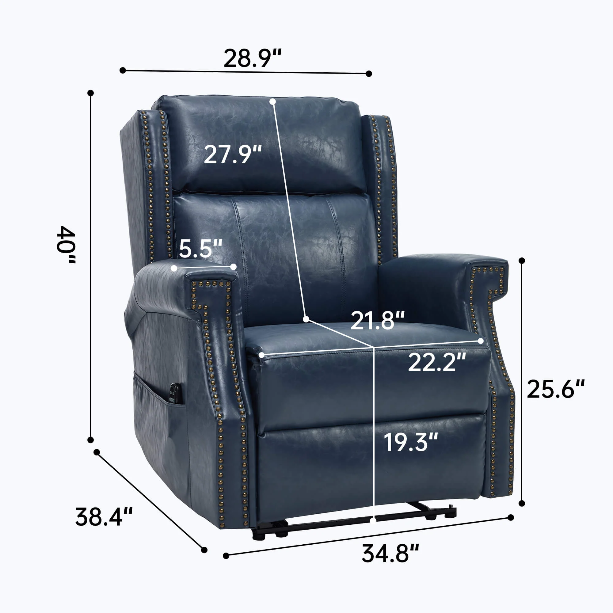 Waxed Faux Leather Massage Heat Modern Manual Recliner Chair - Image 39