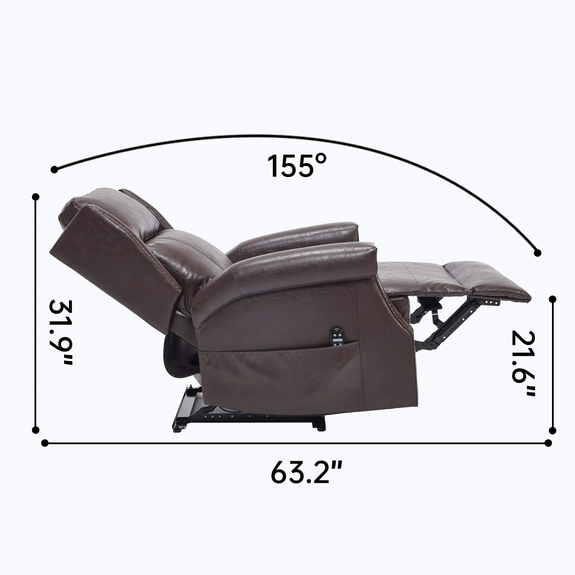 Waxed Faux Leather Massage Heat Modern Manual Recliner Chair - Image 52