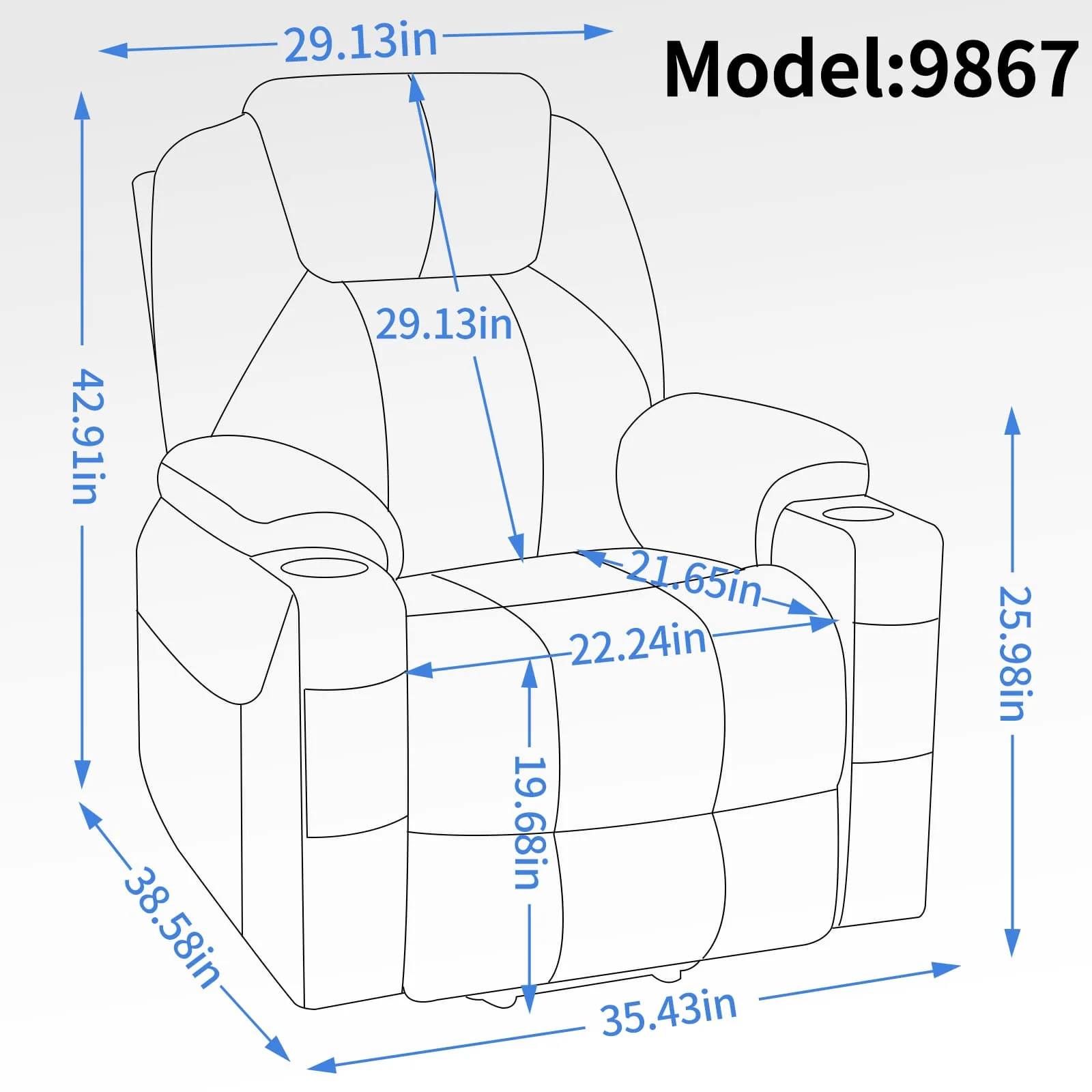 Power Lift Electric Massage Heat USB Recliner Chair - Image 16