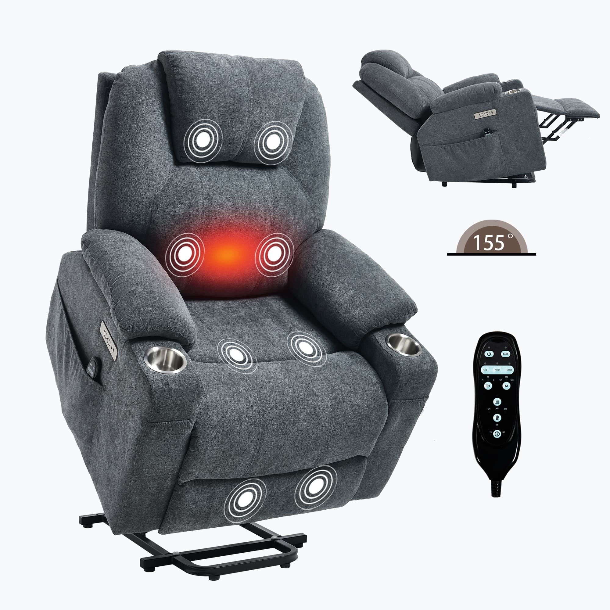 Power Lift Electric Massage Heat USB Recliner Chair - Image 28