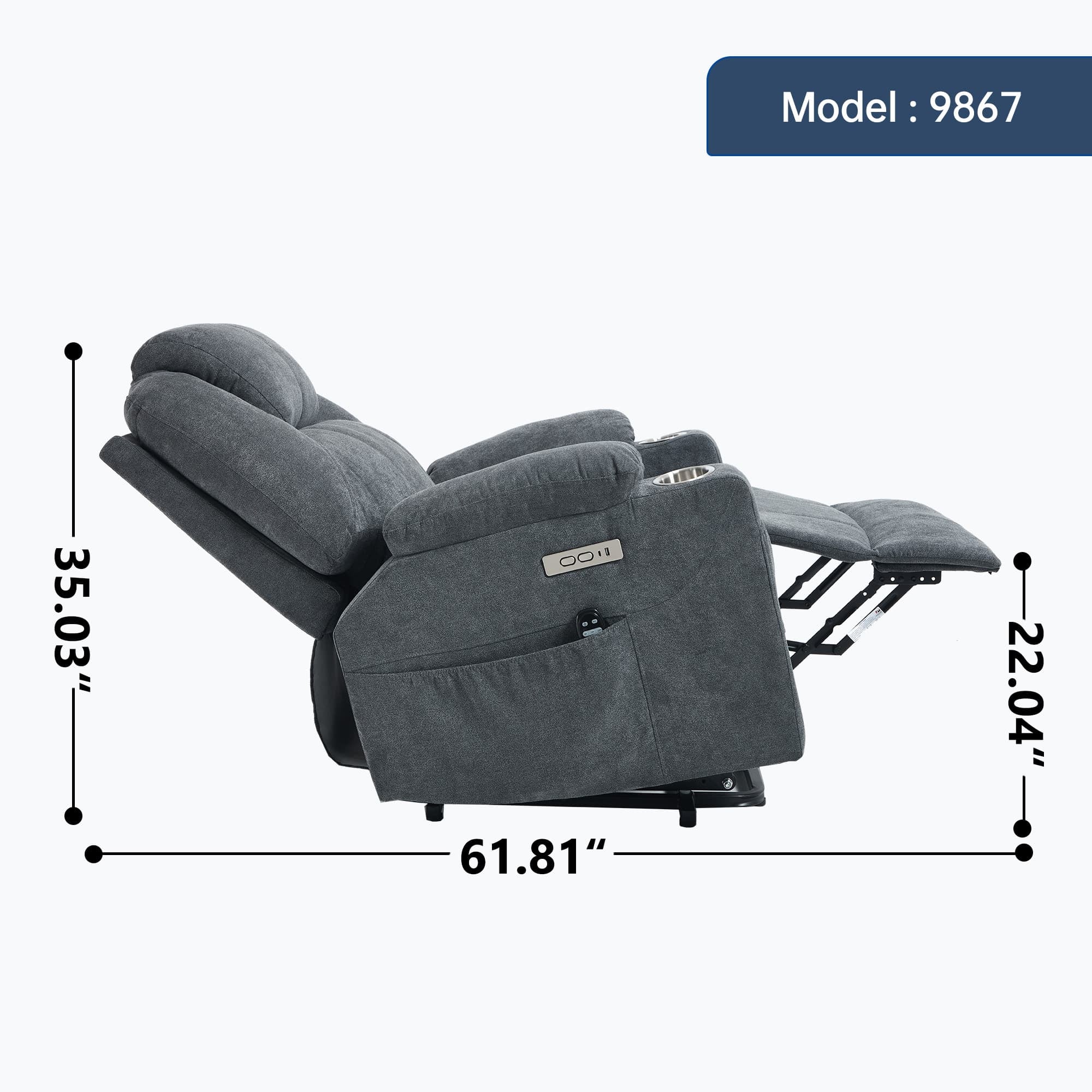 Power Lift Electric Massage Heat USB Recliner Chair - Image 29