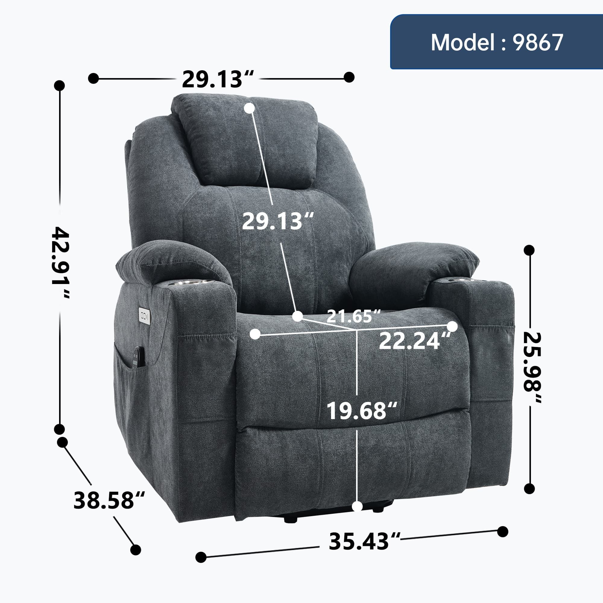 Power Lift Electric Massage Heat USB Recliner Chair - Image 30