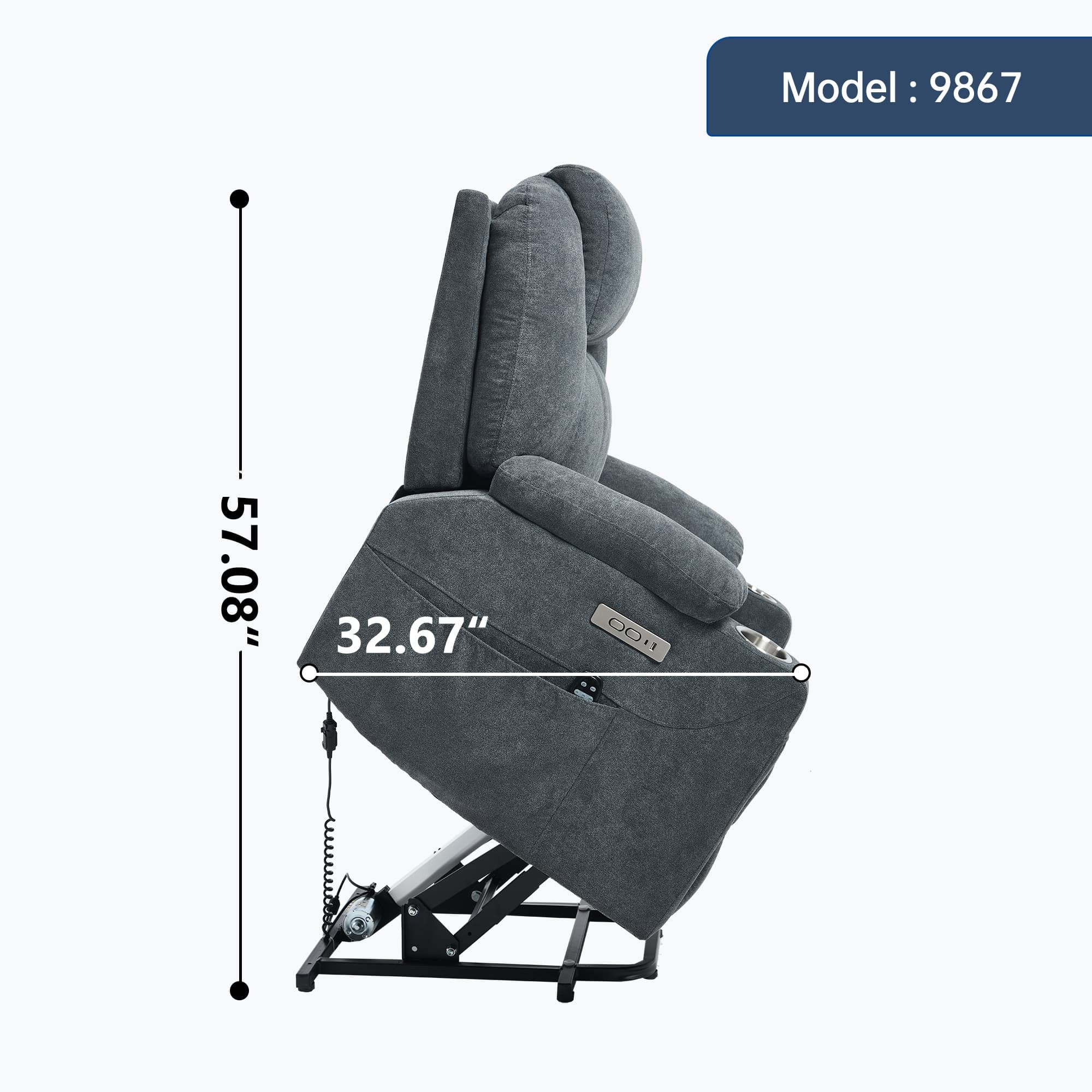 Power Lift Electric Massage Heat USB Recliner Chair - Image 31
