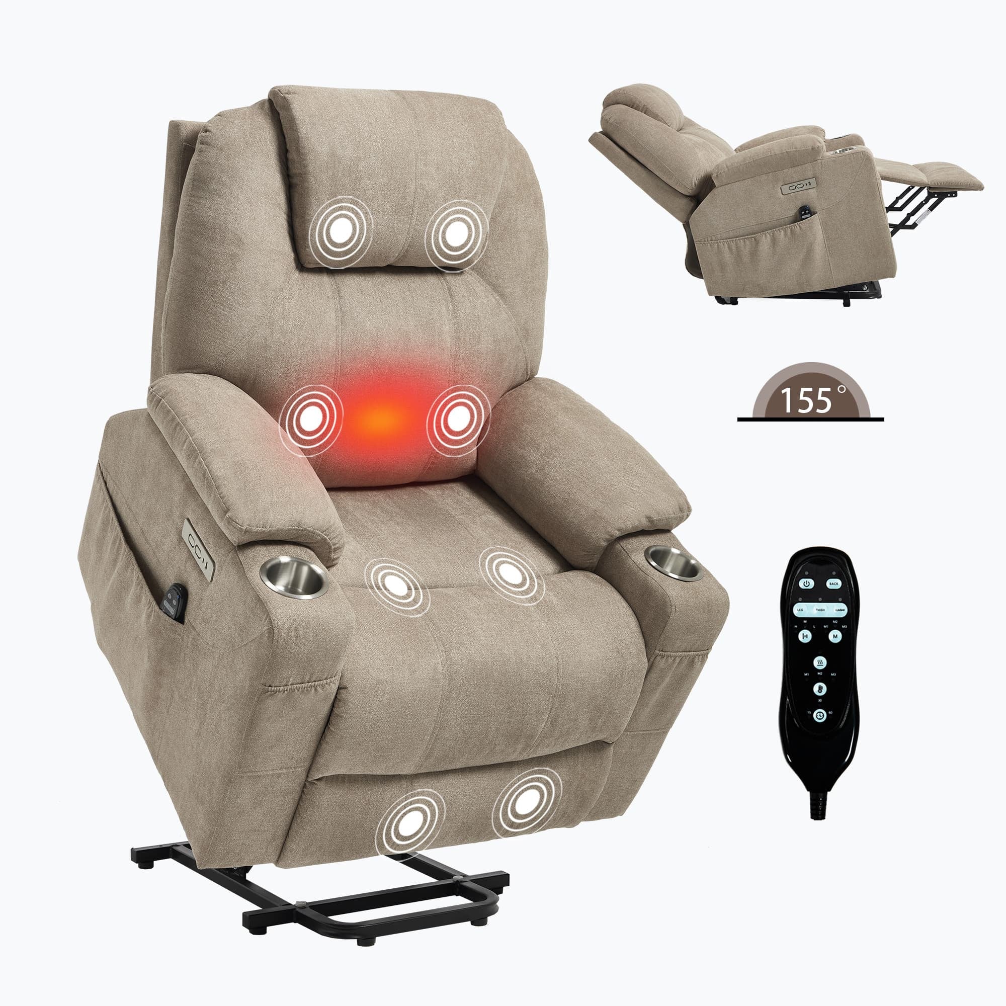 Power Lift Electric Massage Heat USB Recliner Chair - Image 41
