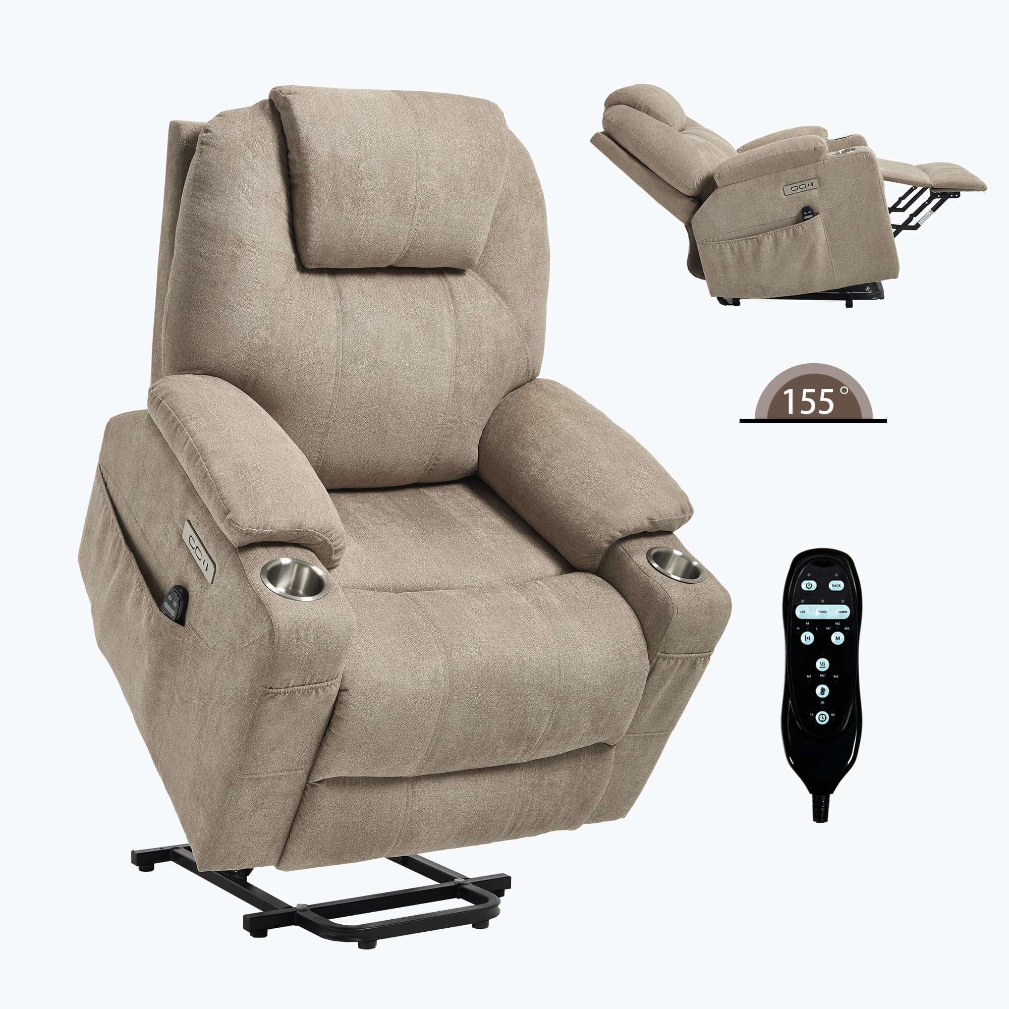 Power Lift Electric Massage Heat USB Recliner Chair - Image 42