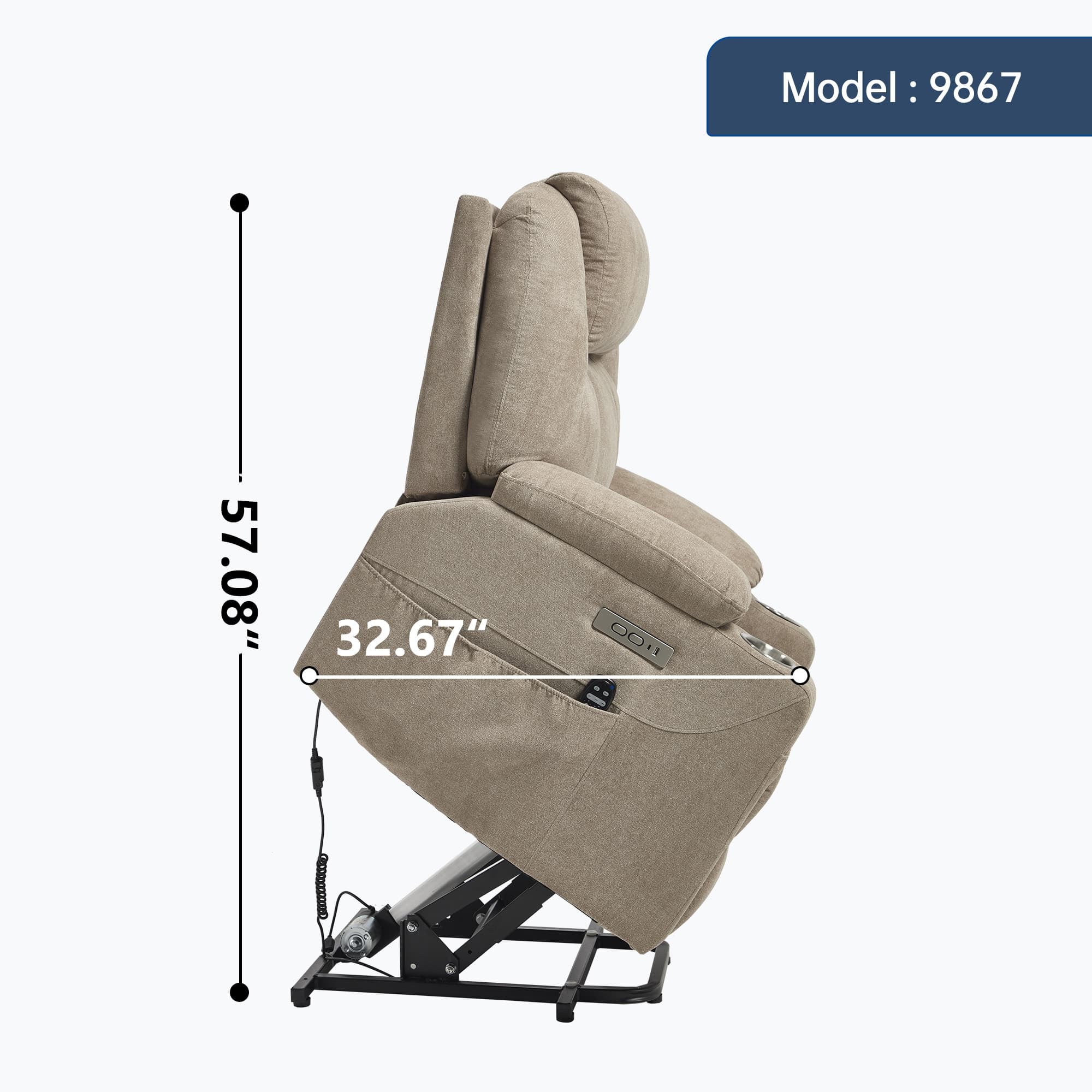 Power Lift Electric Massage Heat USB Recliner Chair - Image 45