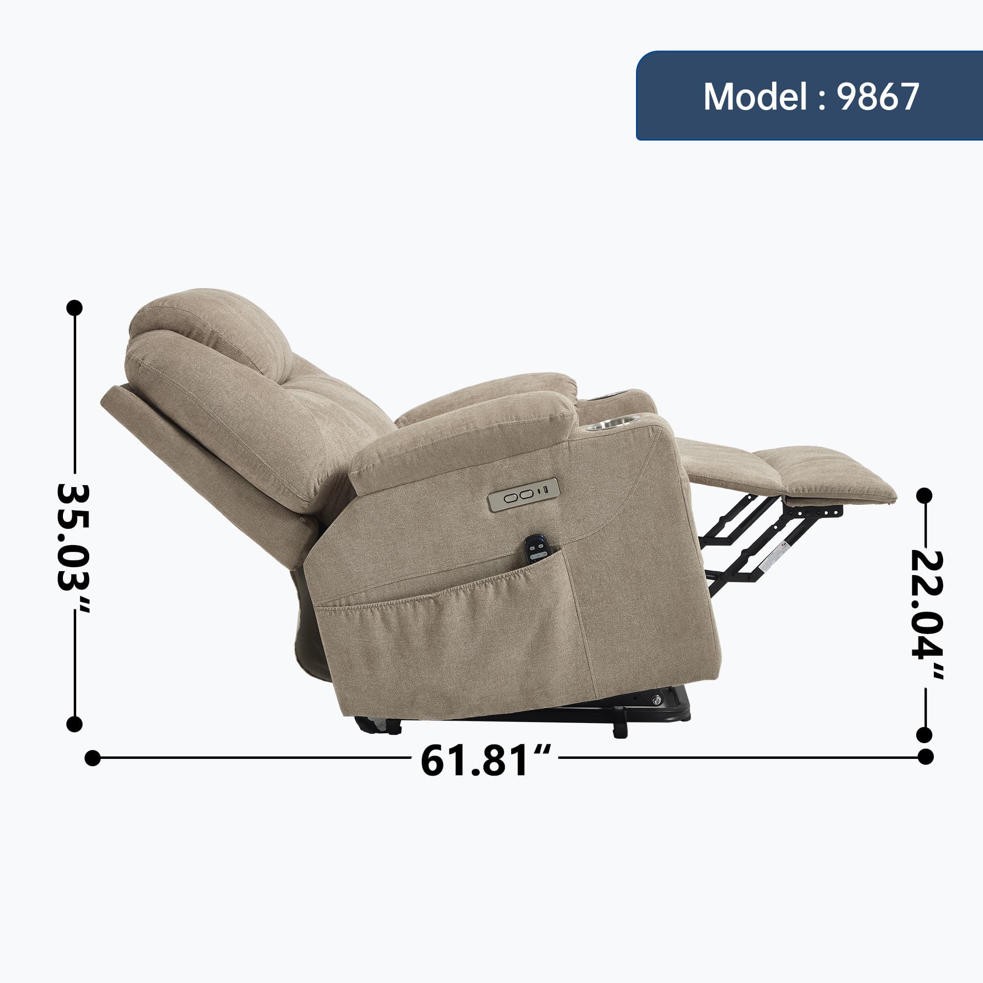 Power Lift Electric Massage Heat USB Recliner Chair - Image 46