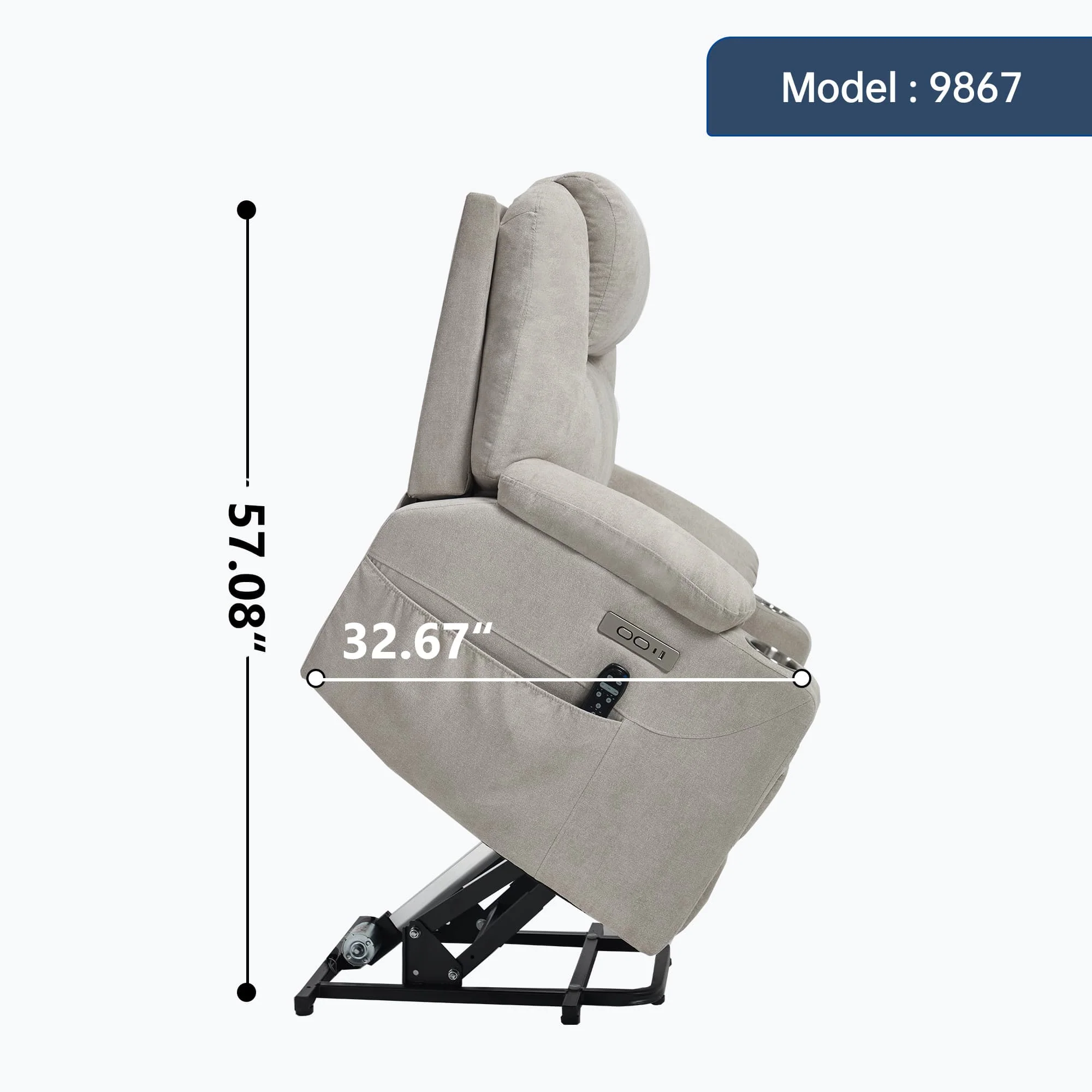 Power Lift Electric Massage Heat USB Recliner Chair - Image 59