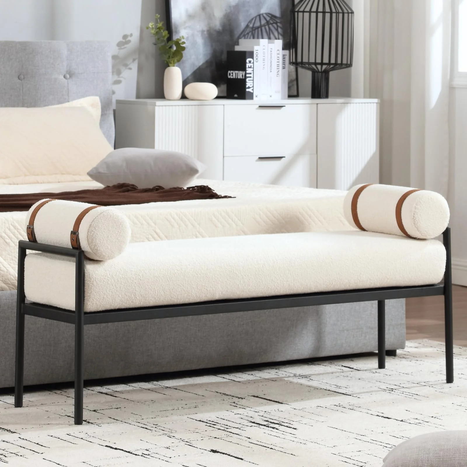 55 "W Bedroom Bench with Removable Pillows - 2160BH - Image 11