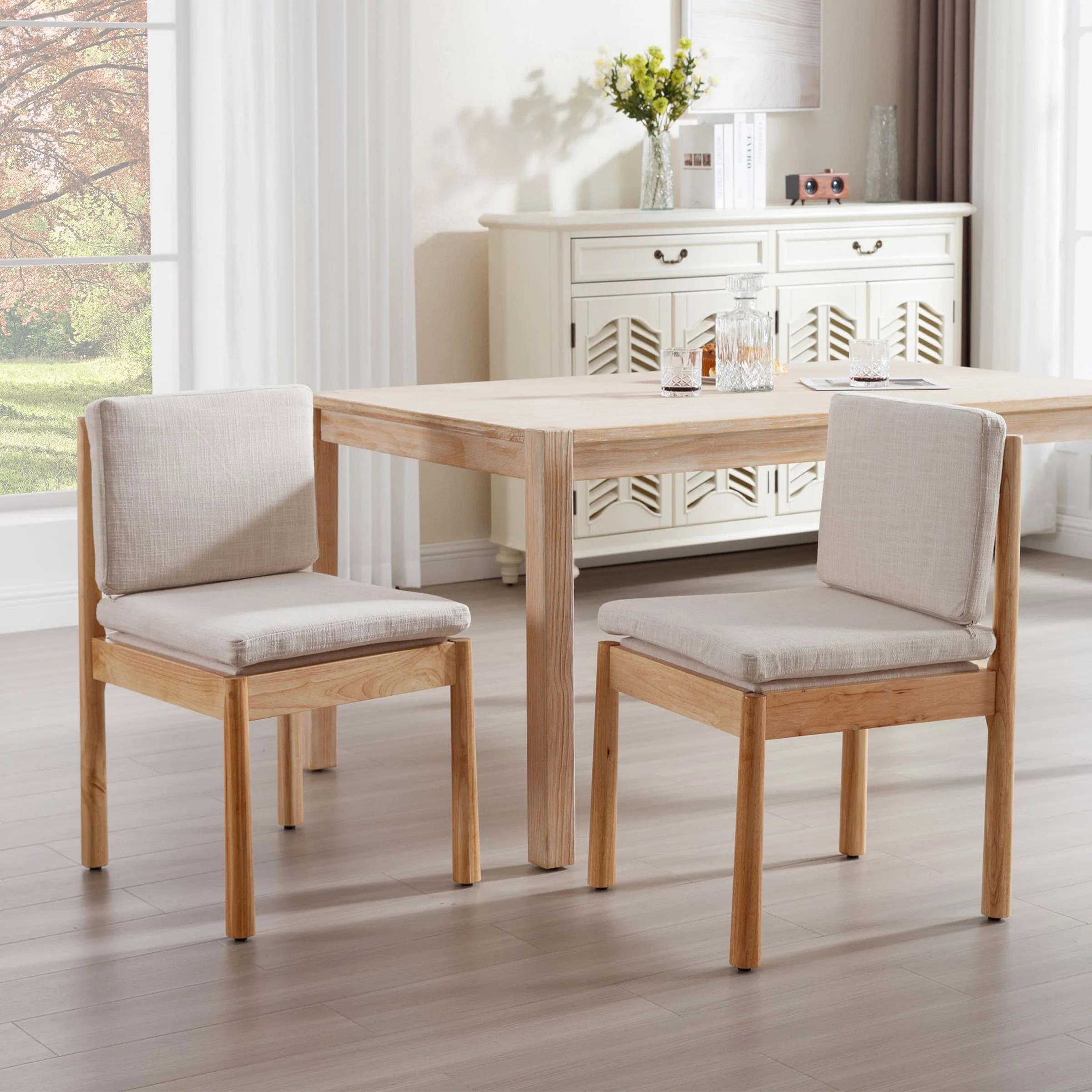 Armless Wood Dining Chairs Set of 2 - 1965DC