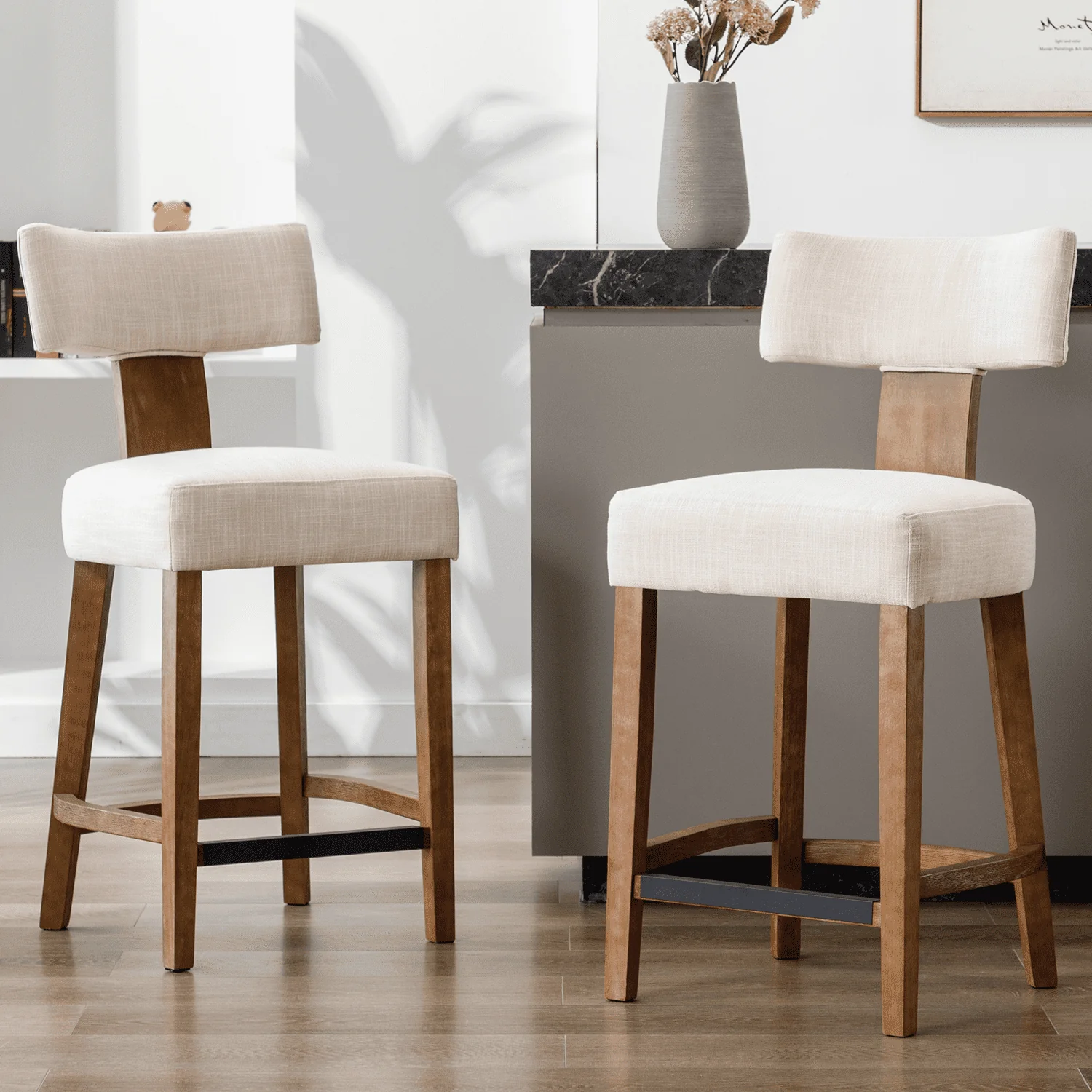 26"-30"H Wood Frame Counter Bar Stools Set of 2 - 5721
