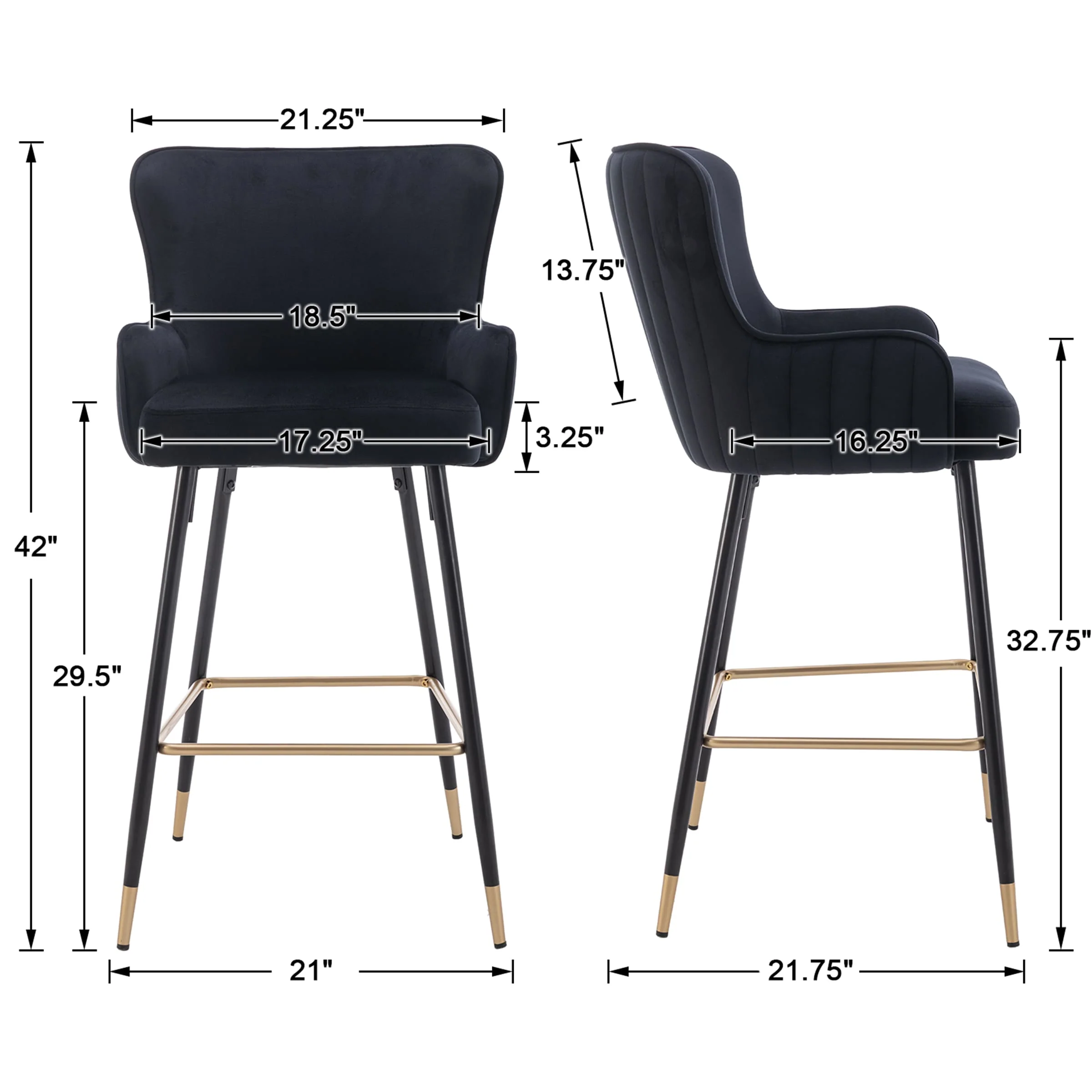 26"H & 30”H Wing Back Counter & Bar Stools Set of 2 - 80034 - Image 13