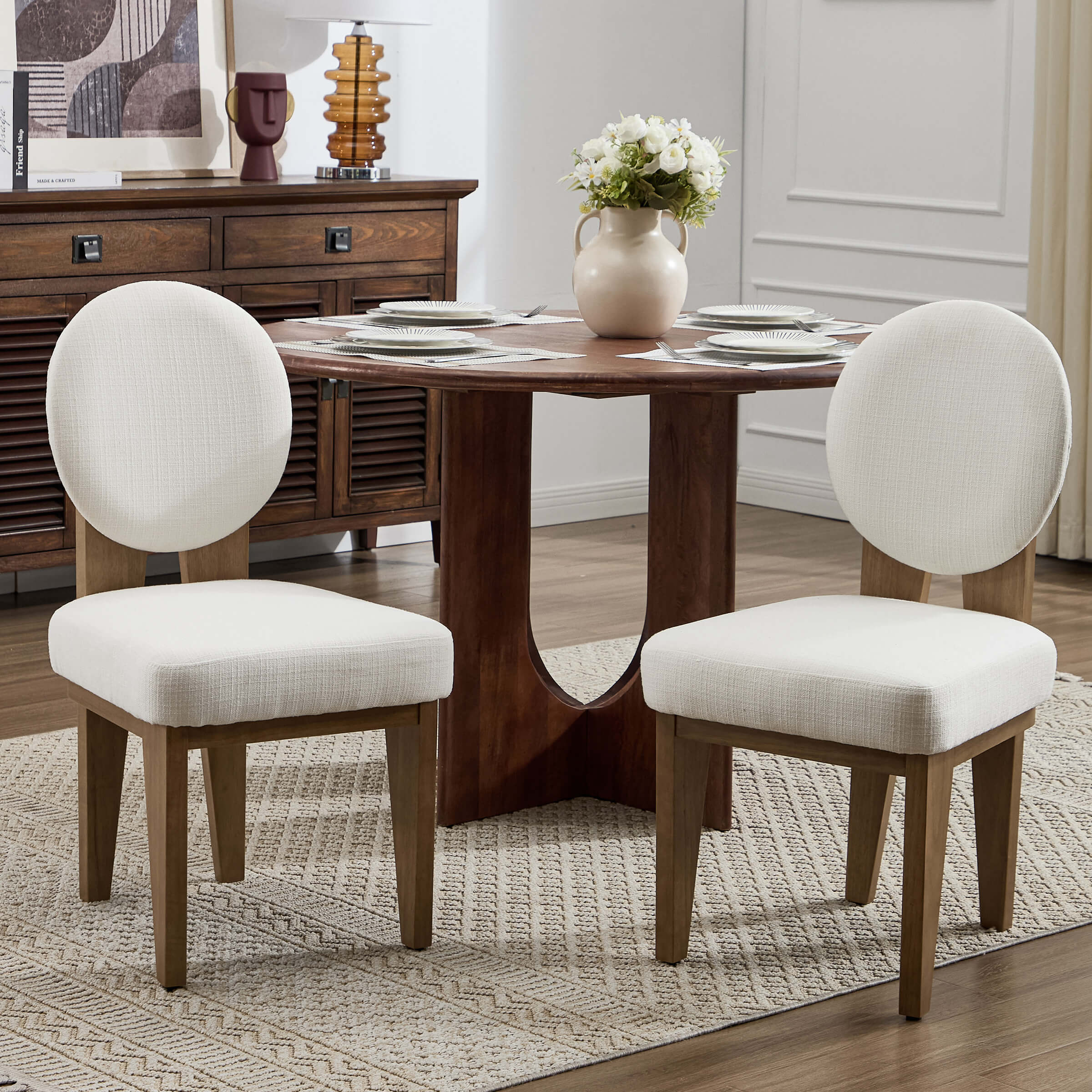 Mid-Century Modern Walnut Dining Chairs Set of 2 - 10090DC