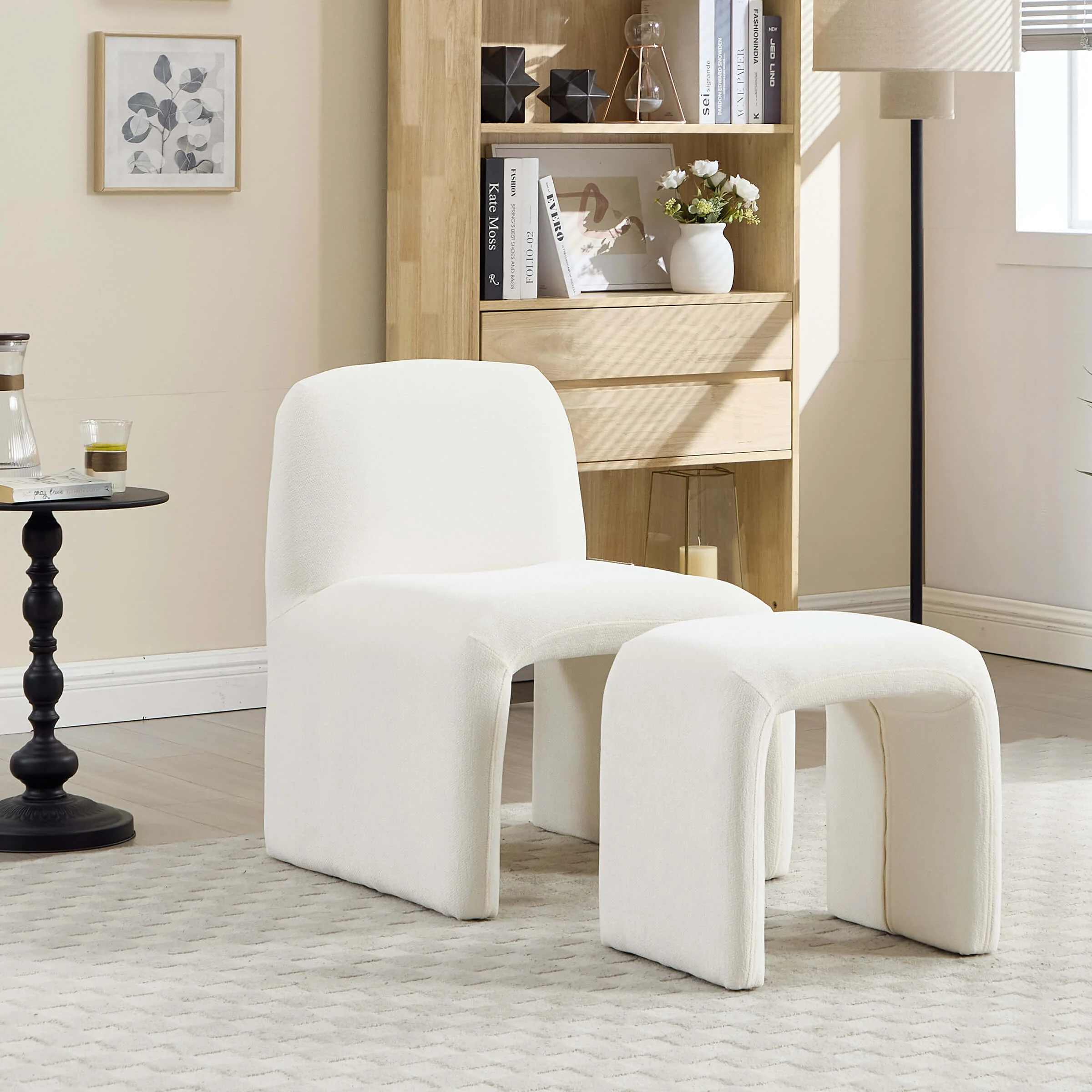Chenille Accent Chair with Ottoman - 5010AO - Image 2